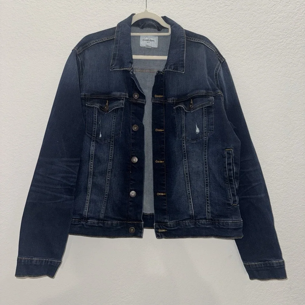 Goodfellow & Co Men's Sz XL Monticello Wash Denim Trucker Jacket Blue Button Up
